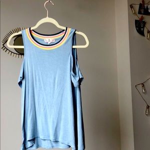 Pink Rose Light Blue Off-the-shoulder Tee